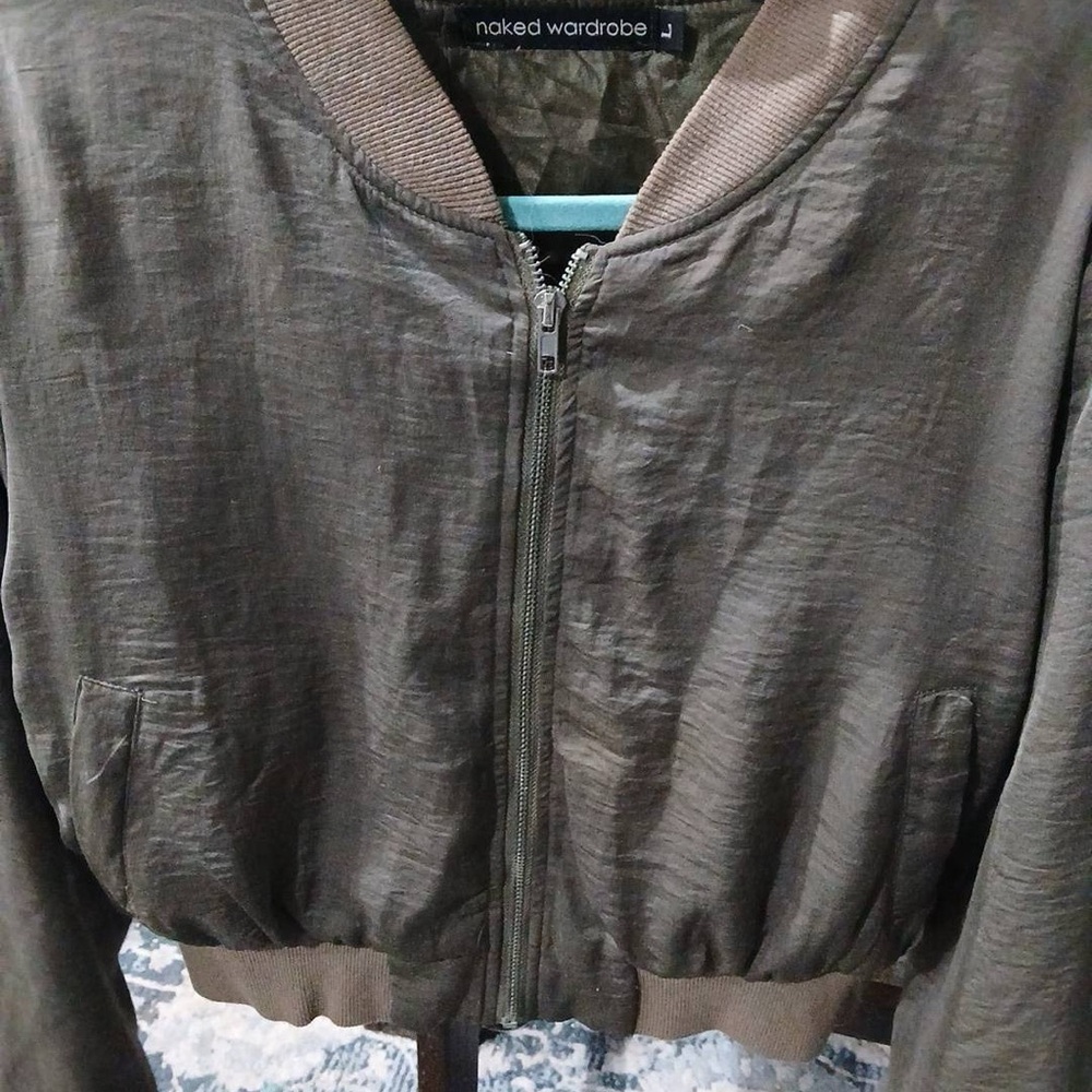Naked Wardrobe Olive Bomber Jacket